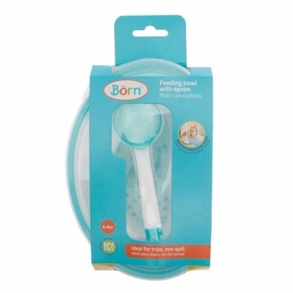 Set Plato Hondo Tapadera  Y Cuchara Menta BORN 2 Piezas