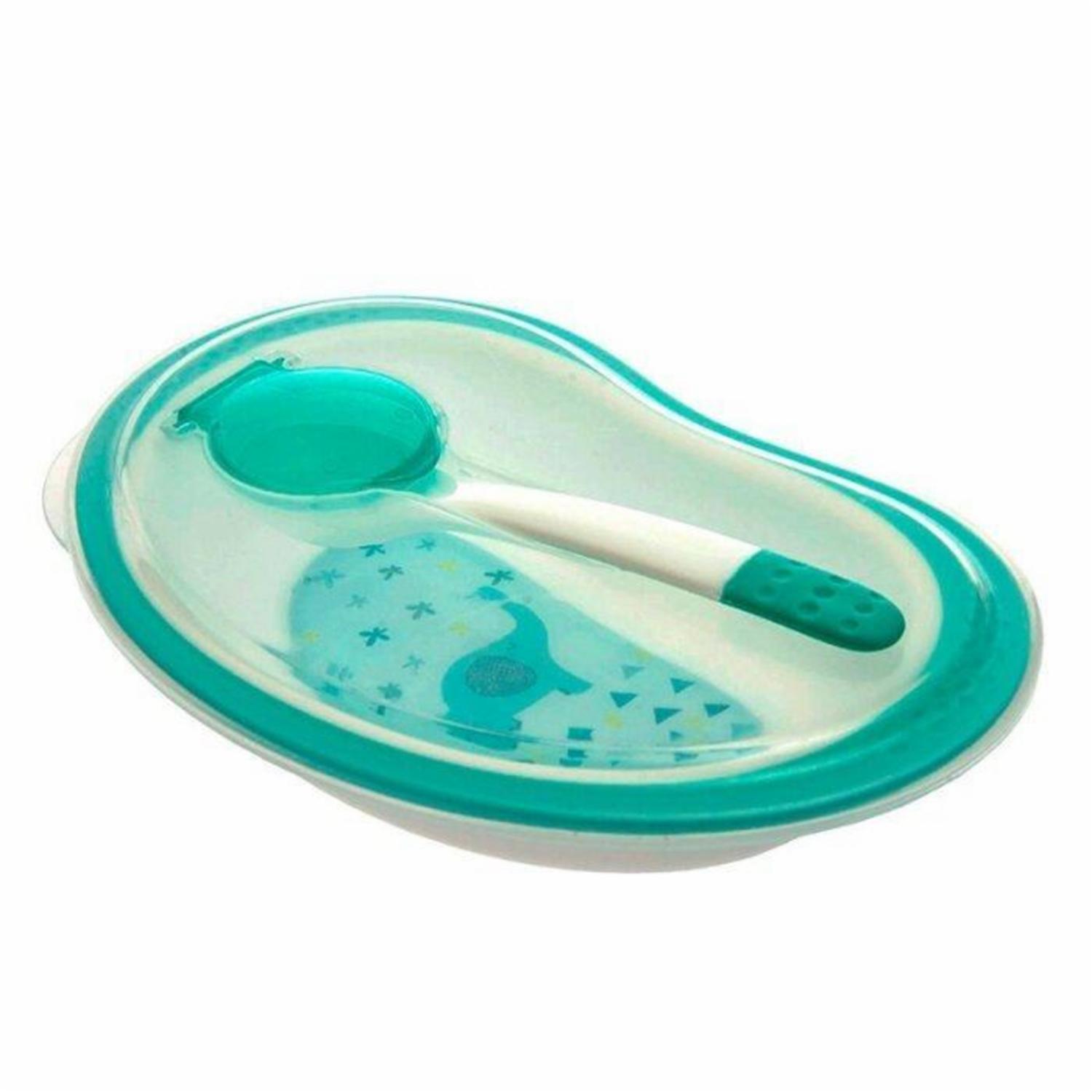Set Plato Hondo Tapadera  Y Cuchara Menta BÖRN 2 Piezas