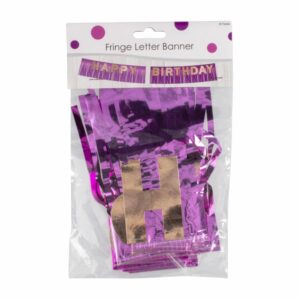 Banner Happy Birthday Paper Fringe Dorado Rosado BALLOON Unidad