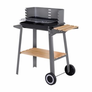 Parrilla De Carbón Asadora Con Ruedas Y Repisa De Madera HIGHLAND HL-AS005