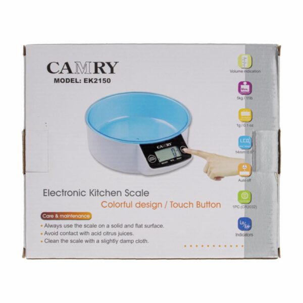 Balanza De Cocina Digital Modelo EK2150 Color Gris CAMRY 5 Kg - Imagen 4