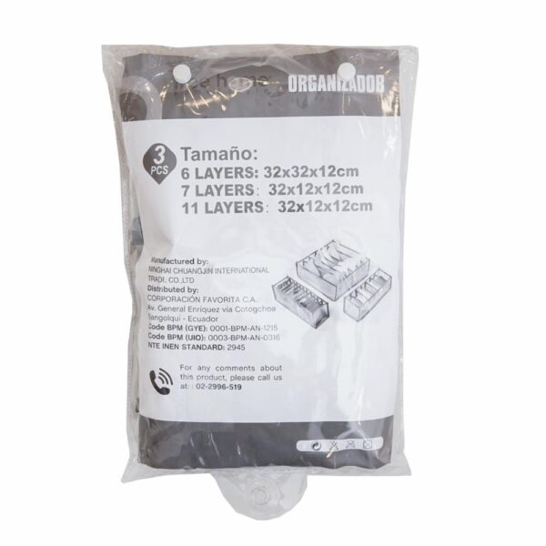 Organizador De Calcetines Setx3 FREE HOME 32X32X12 Cm