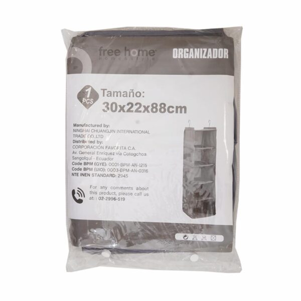 Organizador Con Ganchos 5 Niveles FREE HOME 30X22X88 Cm