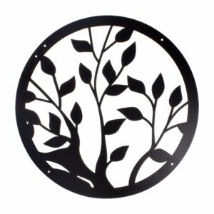 Cuadro Decorativo Metálico Redondo Negro Hojas FUZHOU 40 Cm