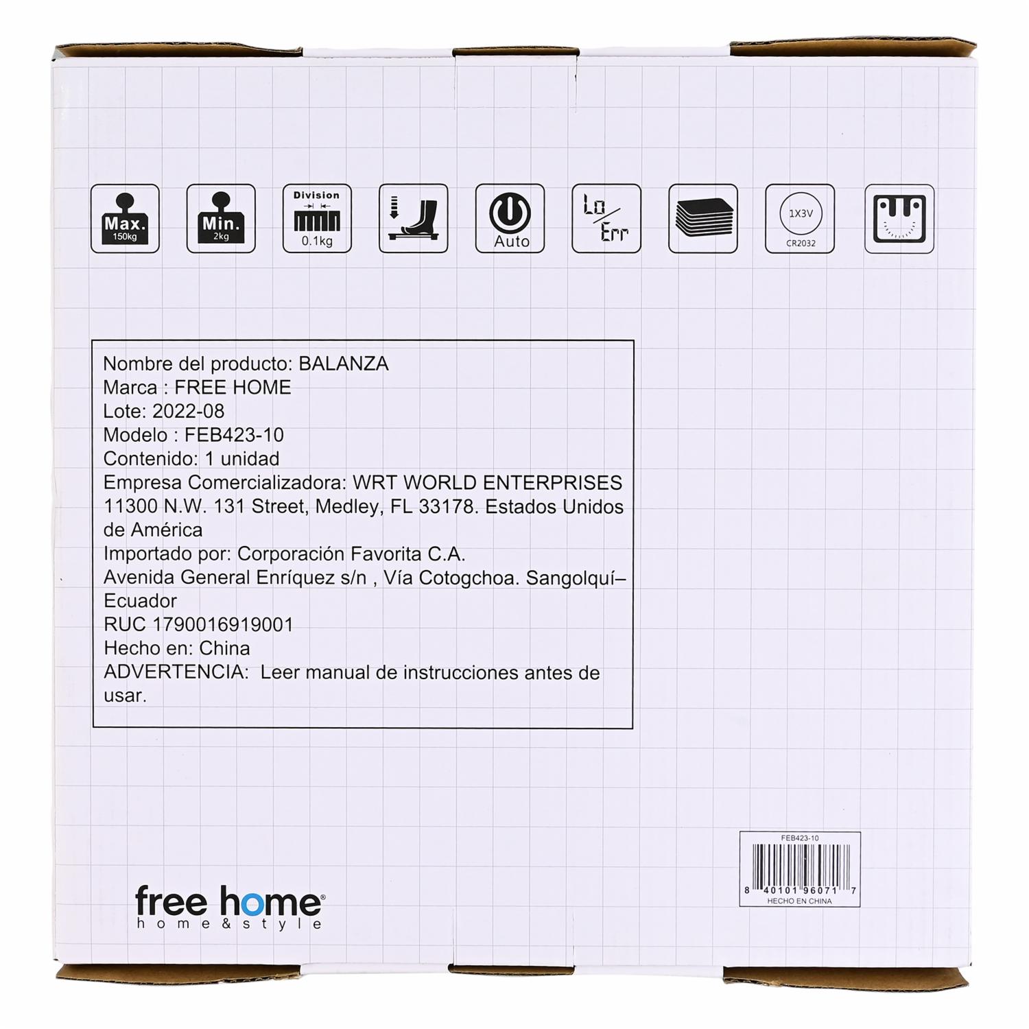 Balanza De Baño Vidrio FREE HOME Digital - Imagen 2