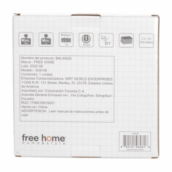 Balanza Digital De Cocina Roja FREE HOME 5 Kg - Imagen 5