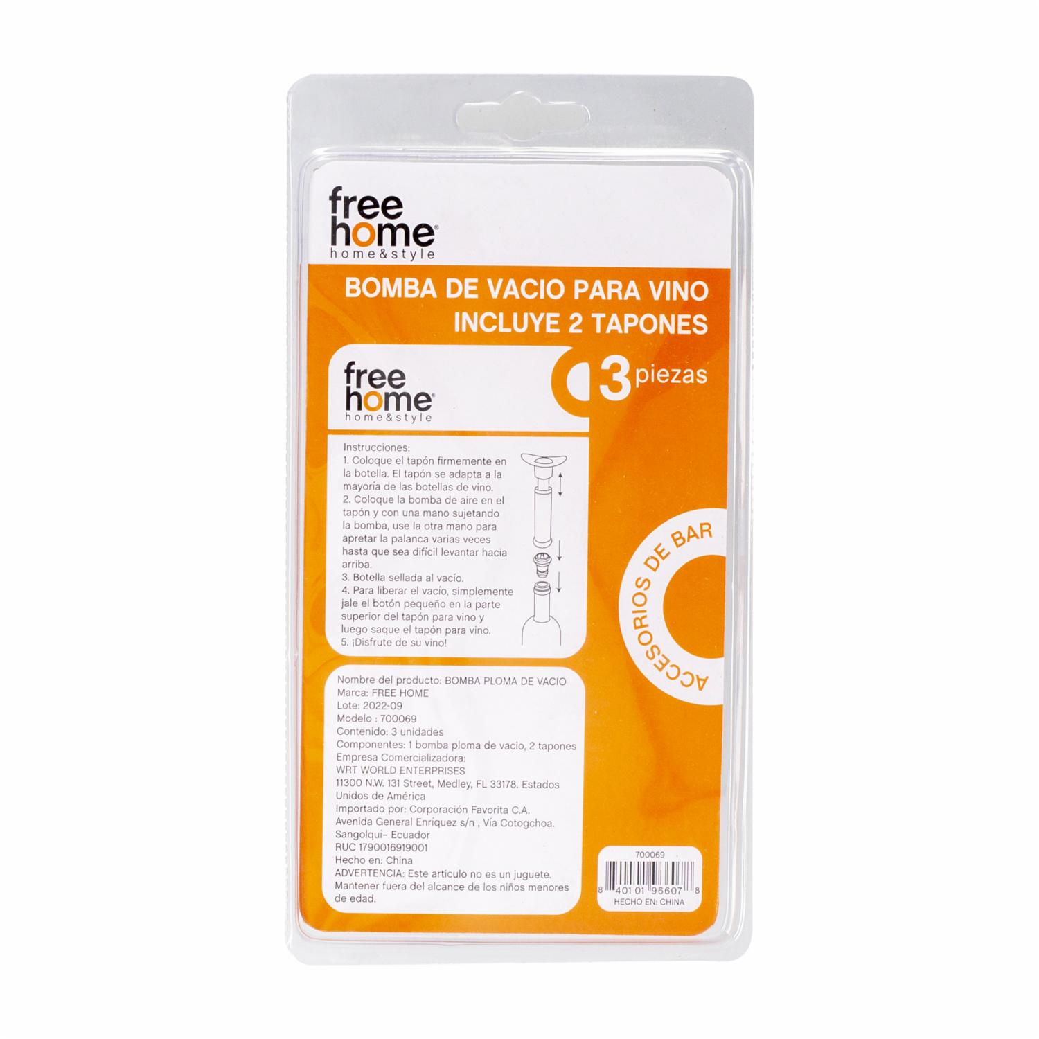 Bomba Ploma De Vacio Con Tapones FREE HOME 22,3 Cm - Imagen 2