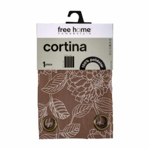 Cortina De Área Diseño Flores Café FREE HOME 135 X 213 Cm