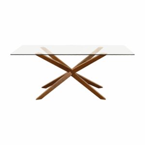 Mesa De Comedor MOBILIA Madera De Caucho Y Vidrio