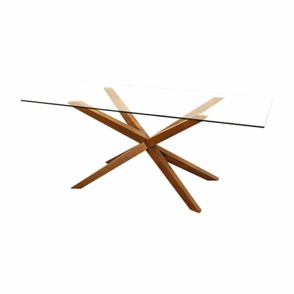 Mesa De Comedor MOBILIA Madera De Caucho Y Vidrio - Imagen 2