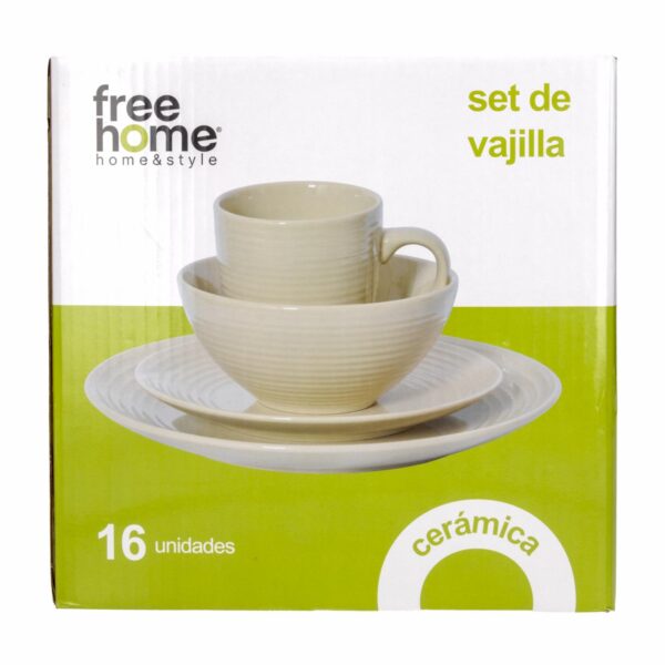 Vajilla 16 Piezas  Redonda FREE HOME Beige - Imagen 6