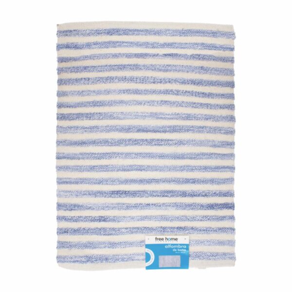 Alfombra Para Baño Franjas Azul Claro FREE HOME 80 X 50 Cm