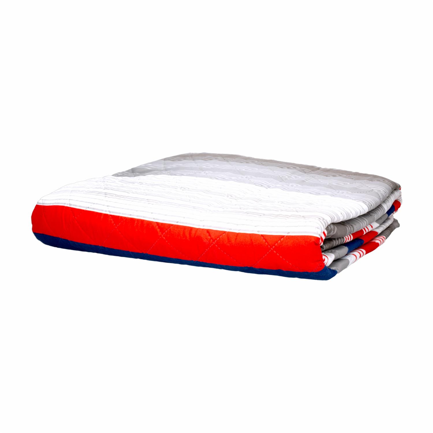 Cubrecama Patchwork Franjas Rojo Gris FREE HOME 1 Plaza Y 1/2 - Imagen 2