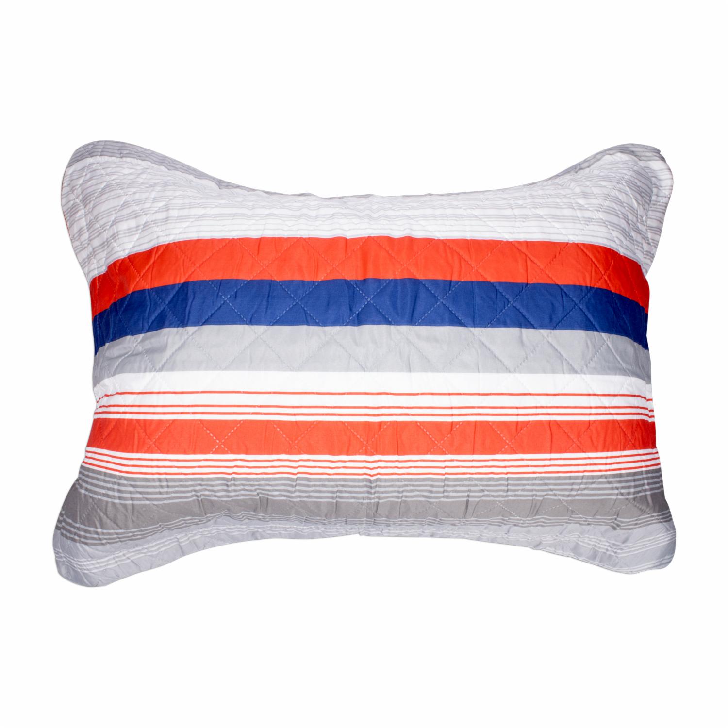 Cubrecama Patchwork Franjas Rojo Gris FREE HOME 1 Plaza Y 1/2 - Imagen 3