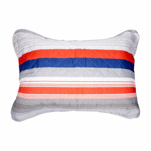 Cubrecama Patchwork Franjas Rojo Gris FREE HOME 2 Plazas - Imagen 3