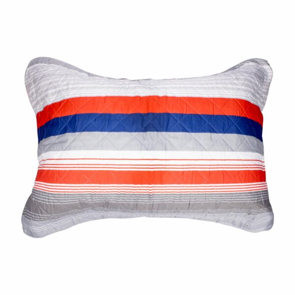 Cubrecama Patchwork Franjas Rojo Gris FREE HOME 3 Plazas - Imagen 3