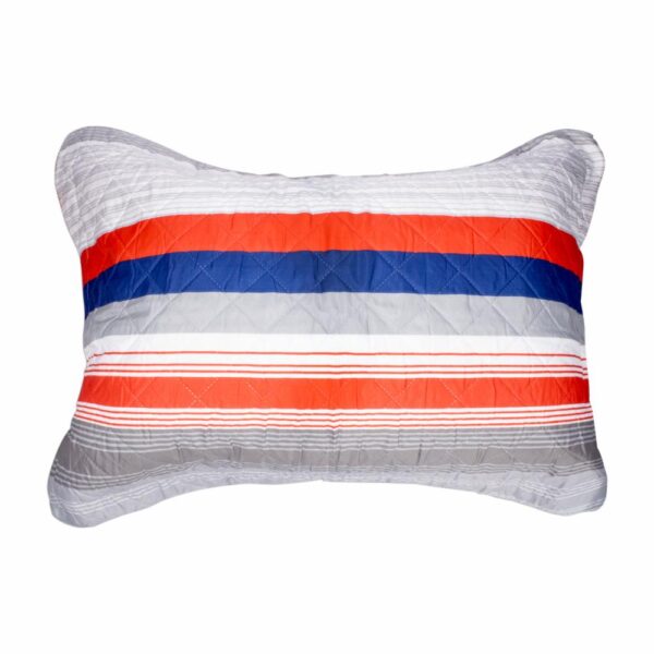 Cubrecama Patchwork Franjas Rojo Gris FREE HOME 3 Plazas - Imagen 3