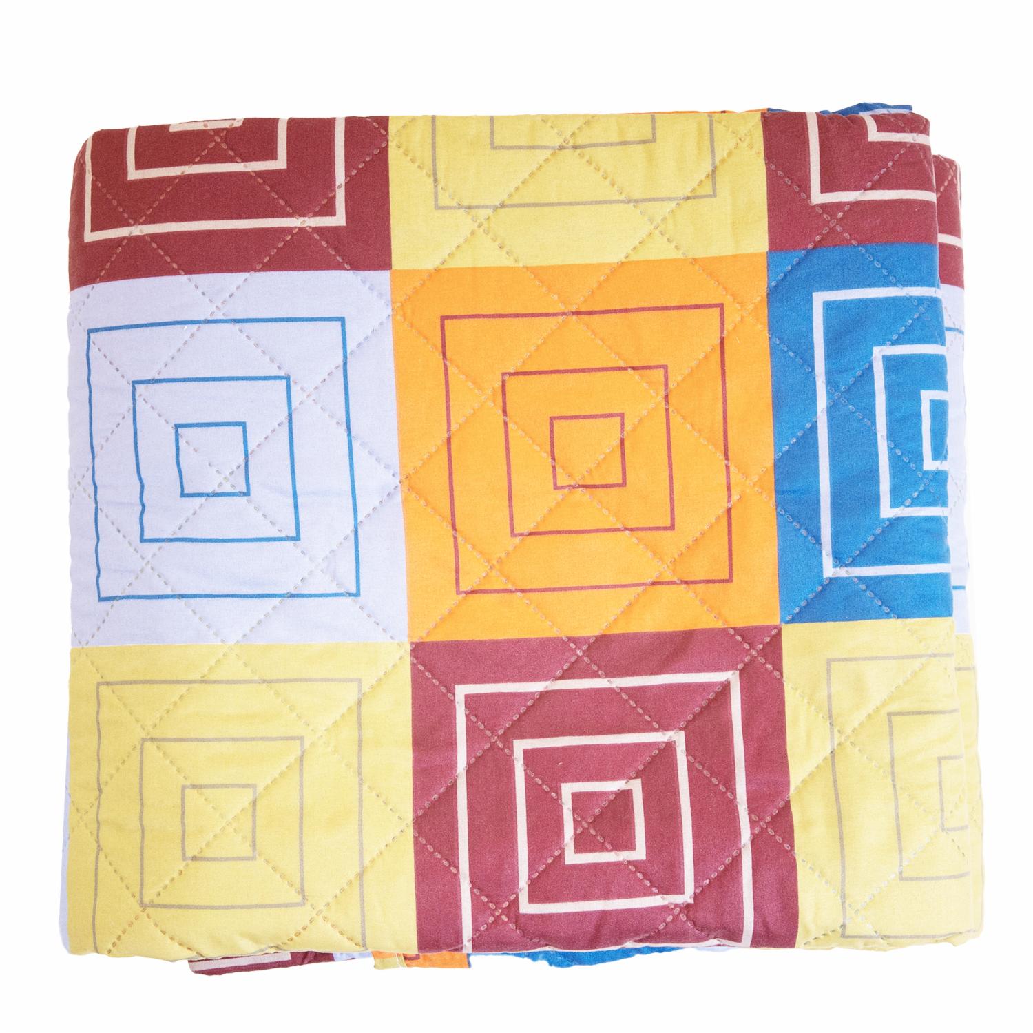 Cubrecama Patchwork Blocks Multicolor FREE HOME 1 Plaza Y 1/2 - Imagen 2
