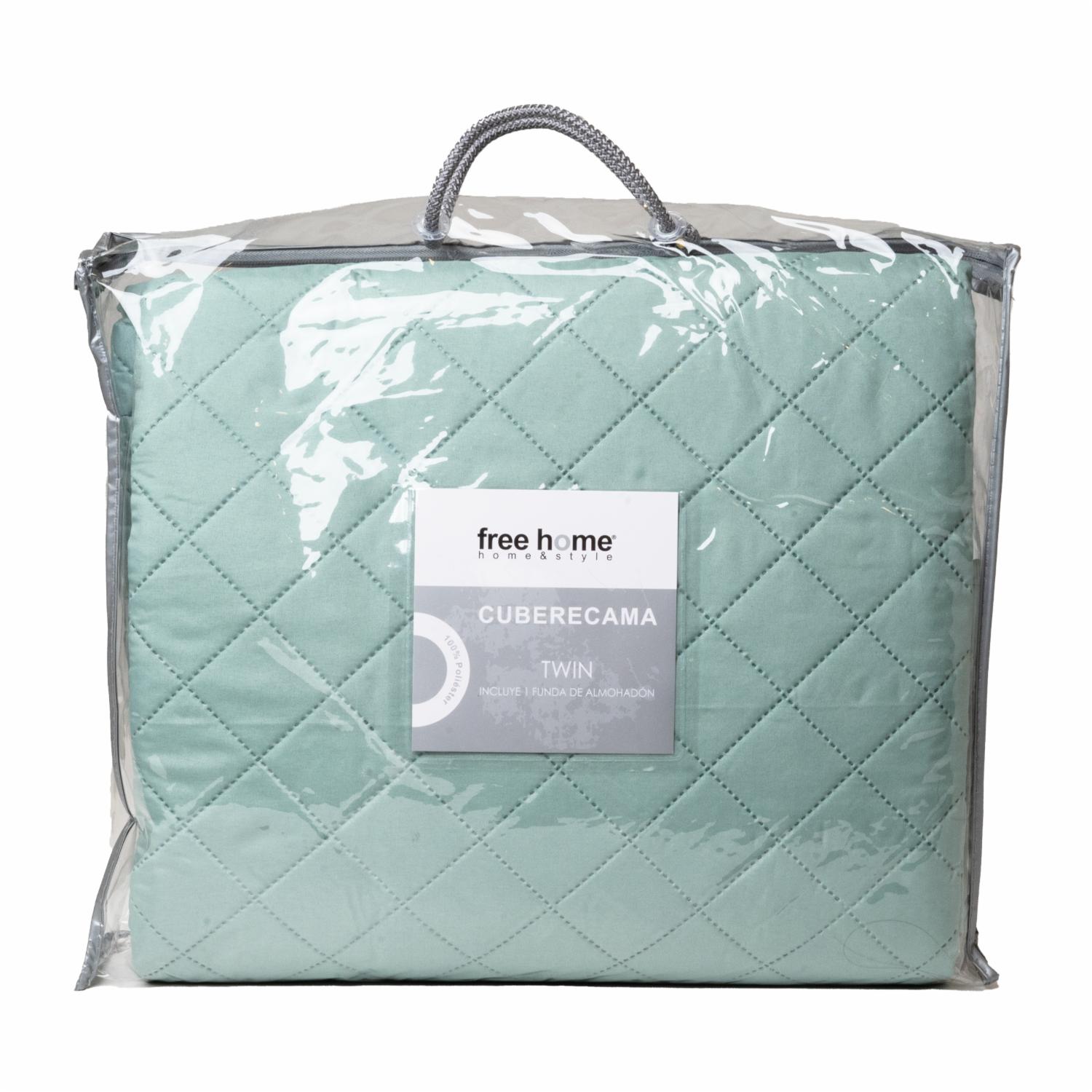 Cubrecama Unicolor Verde FREE HOME 1 1/2 Plazas - Imagen 3