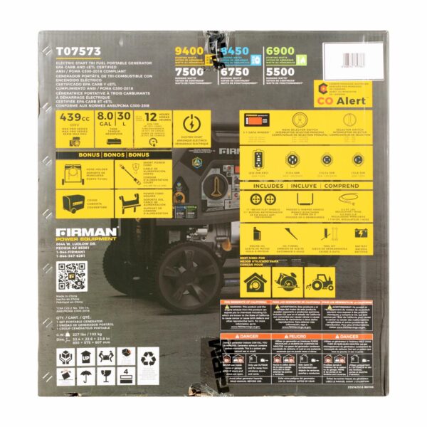 Generador Eléctrico A Gasolina Y Gas 12 Horas T07573 FIRMAN 9400W - Imagen 13