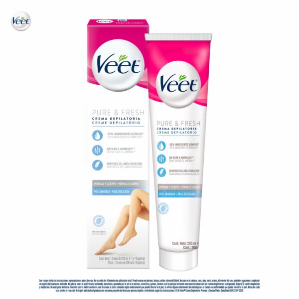 Crema Depiladora Corporal Para Piel Sensible Pure Y Fresh VEET 200 Ml