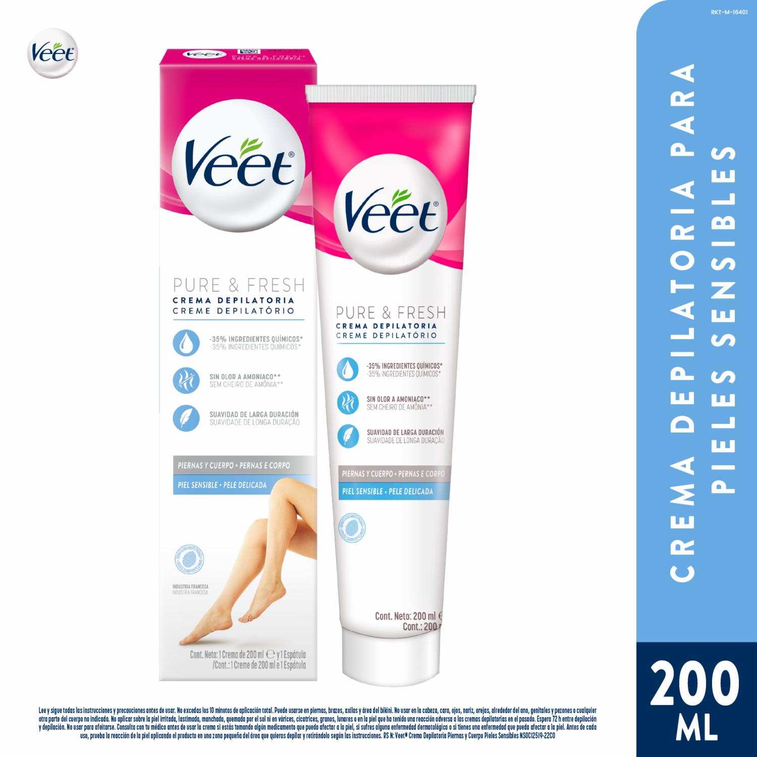 Crema Depilatoria Corporal Para Piel Sensible Pure Y Fresh VEET 200 Ml