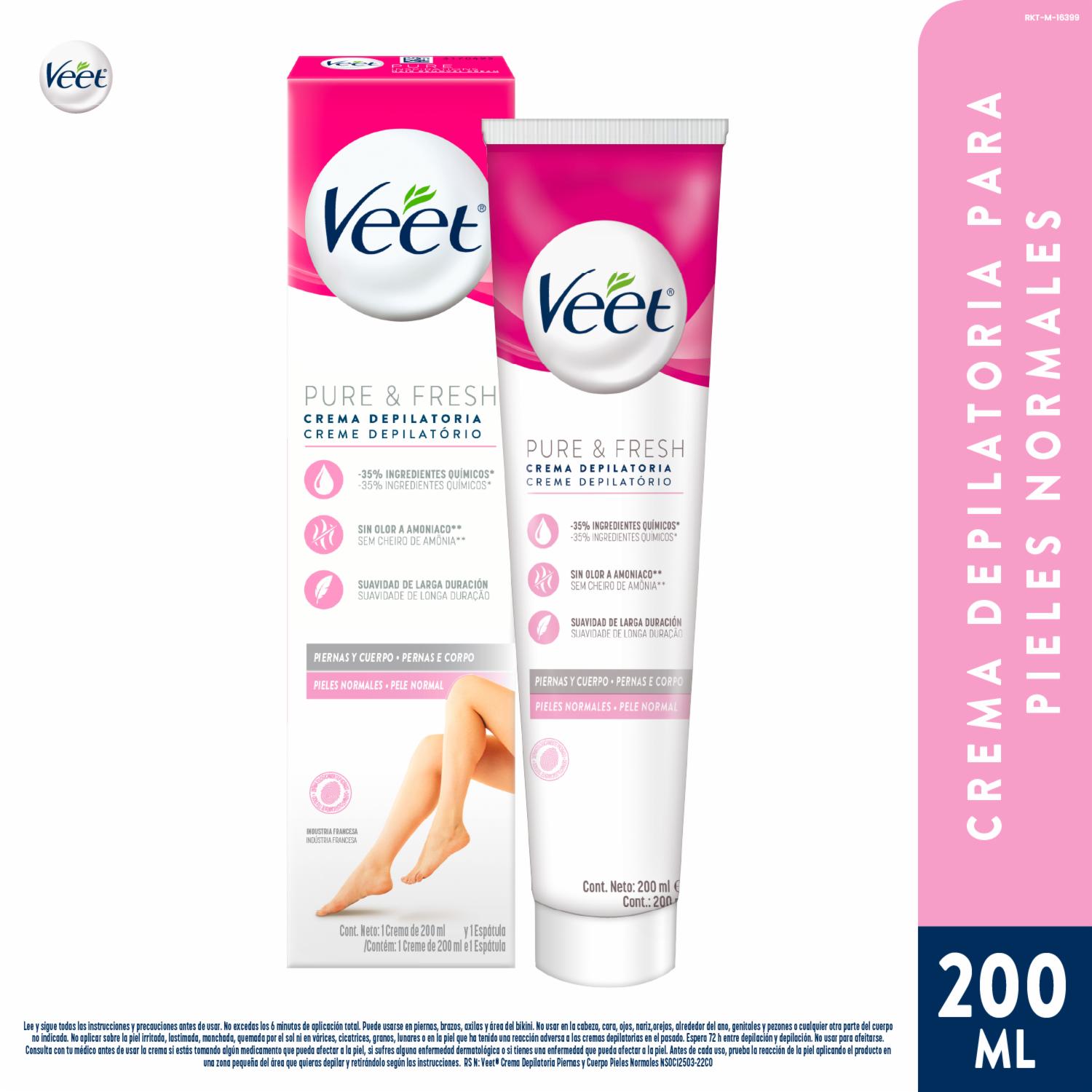 Crema Depiladora Corporal Para Piel Normal Pure Y Fresh VEET 200 Ml - Imagen 2