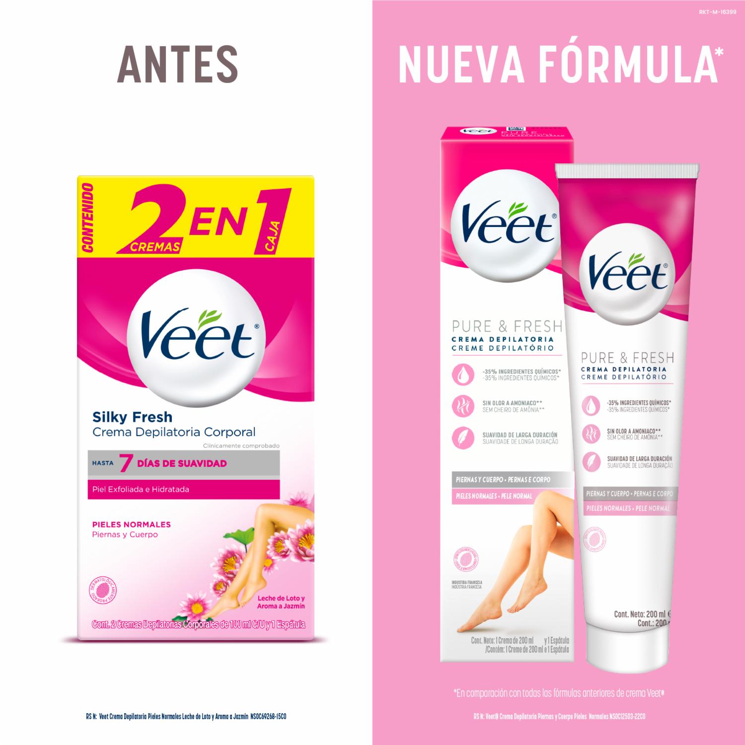 Crema Depiladora Corporal Para Piel Normal Pure Y Fresh VEET 200 Ml - Imagen 3