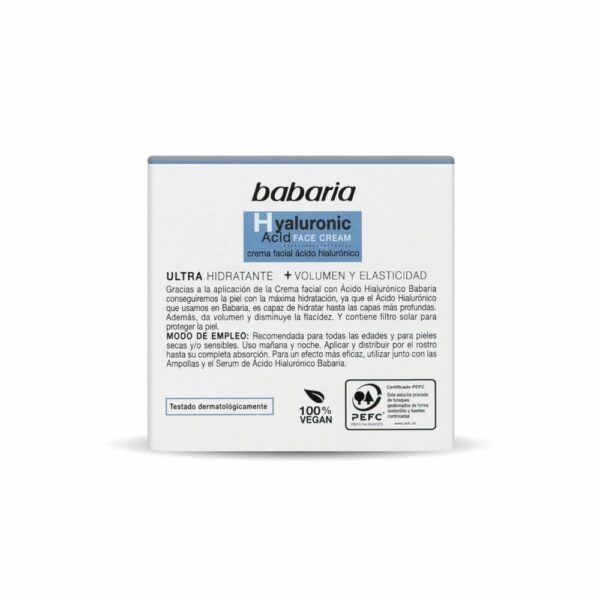 Crema Facial Con Ácido Hialurónico Día Y Noche BABARIA 50 Ml - Imagen 2