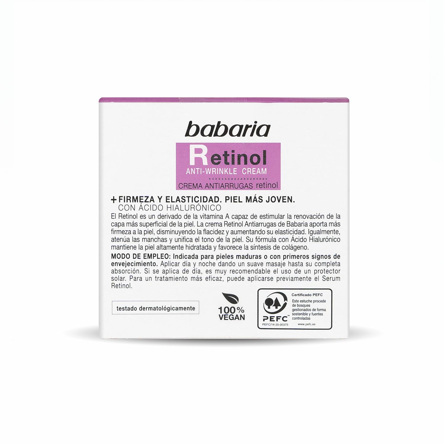 Crema Facial Antiarrugas Retinol Día Y Noche BABARIA 50 Ml - Imagen 2