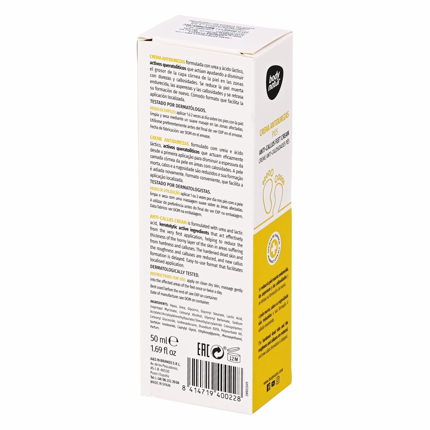 Crema Para Pies Con Callos Antidurezas BODY NATUR 50 Ml - Imagen 2