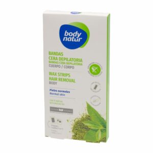 Cera Depilatoria Corporal En Bandas Piel Normal Y Seca Con Té Matcha BODY NATUR Pack X16