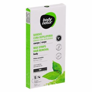 Cera Depilatoria Corporal En Bandas Piel Normal Y Seca Con Té Matcha BODY NATUR Pack X16