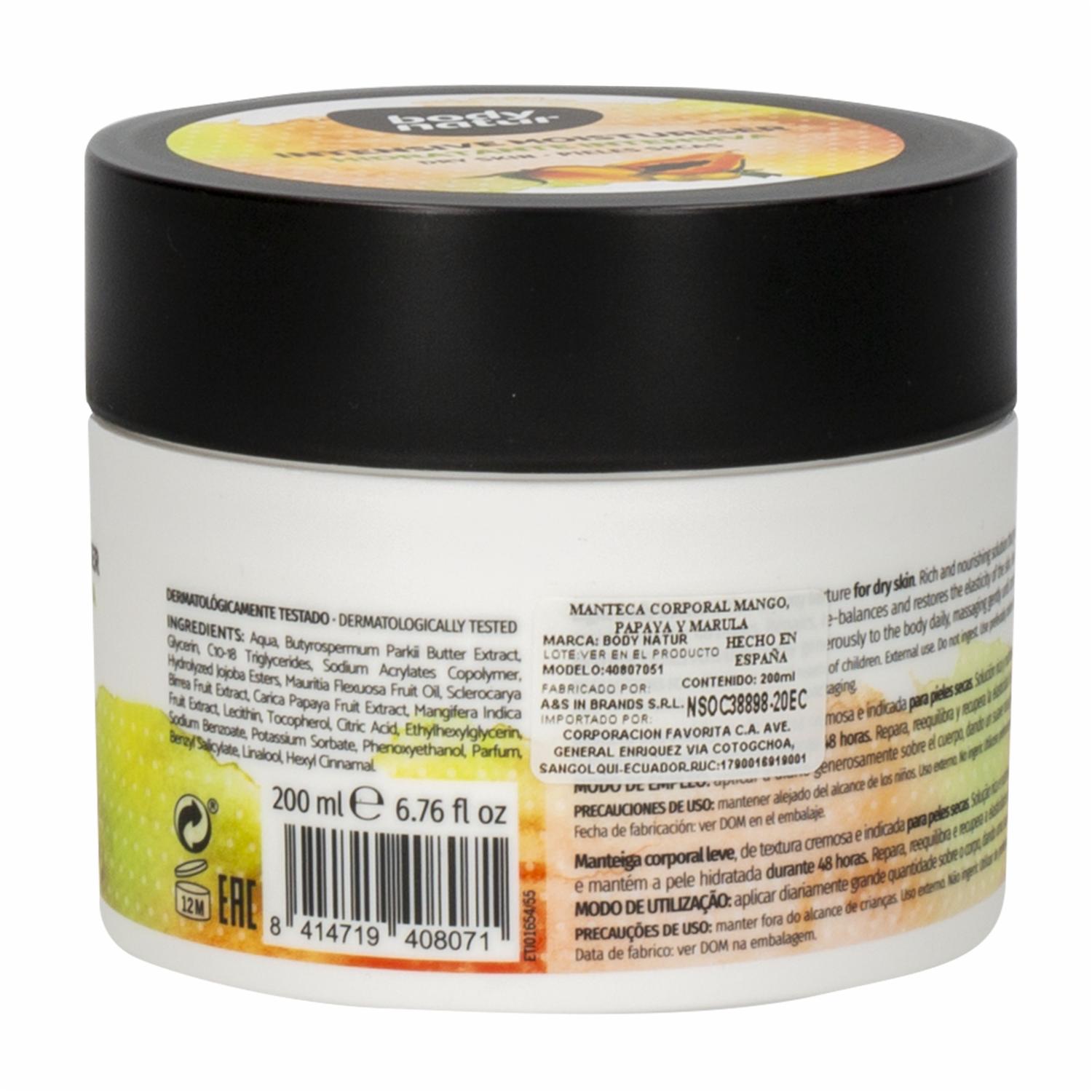 Manteca Corporal Mango + Papaya Y Marula BODY NATUR 200 Ml - Imagen 2
