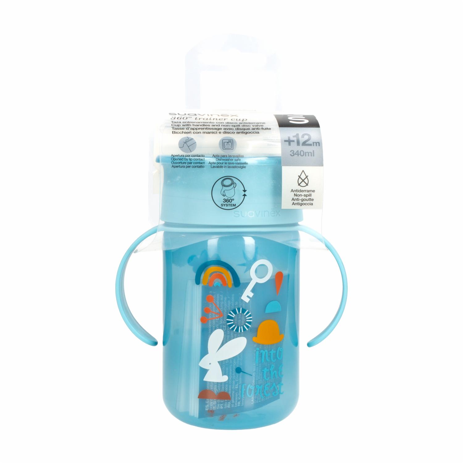 Vaso con tapa Borde 360º Antiderrame SUAVINEX 340ml