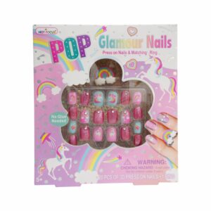 Uñas Postizas Para Niñas Unicornio Pop Glamour HOT FOCUS JueGo X 12 U