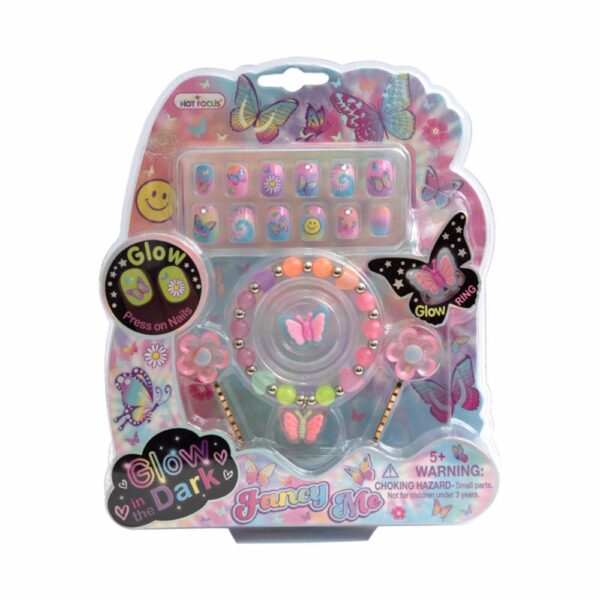 Uñas Postizas Para Niñas Mariposa HOT FOCUS Juego X 12 U