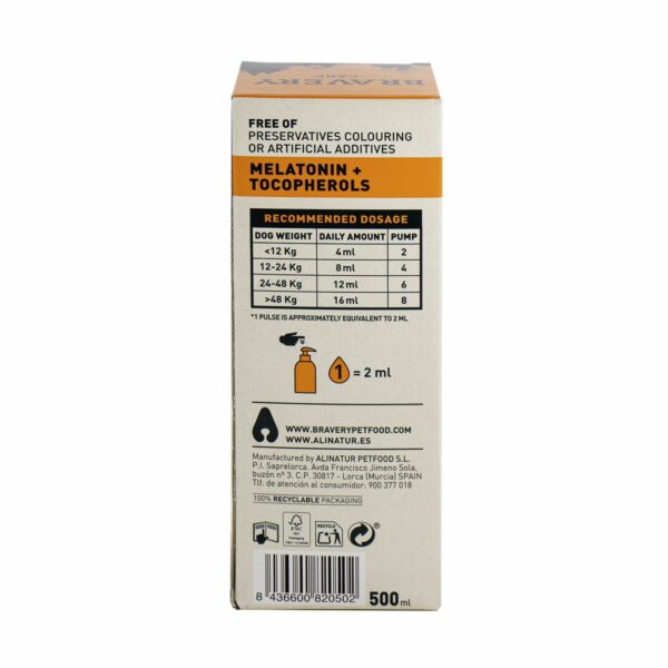 Vitamina Para Perros Aceite De Salmón Noruego Skin & Hair BRAVERY 500 Ml - Imagen 3