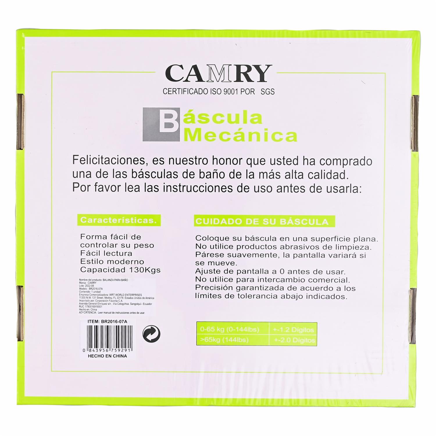 Balanza De Baño Azul CAMRY Mecánica