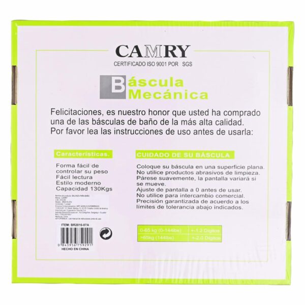 Balanza De Baño Azul CAMRY Mecánica - Imagen 2