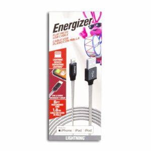 Cable Lightning De Carga Malla Plana ENERGIZER 1,8 Metros