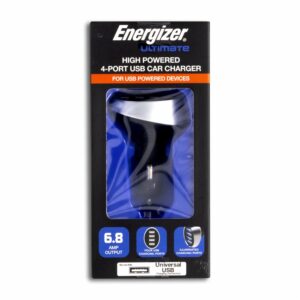 Cargador Para Coche Negro ENERGIZER 4 Puertos