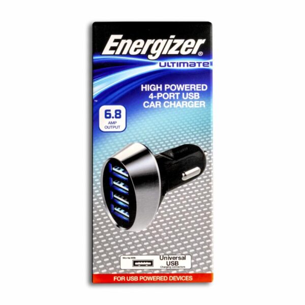 Cargador Para Coche Negro ENERGIZER 4 Puertos - Imagen 2