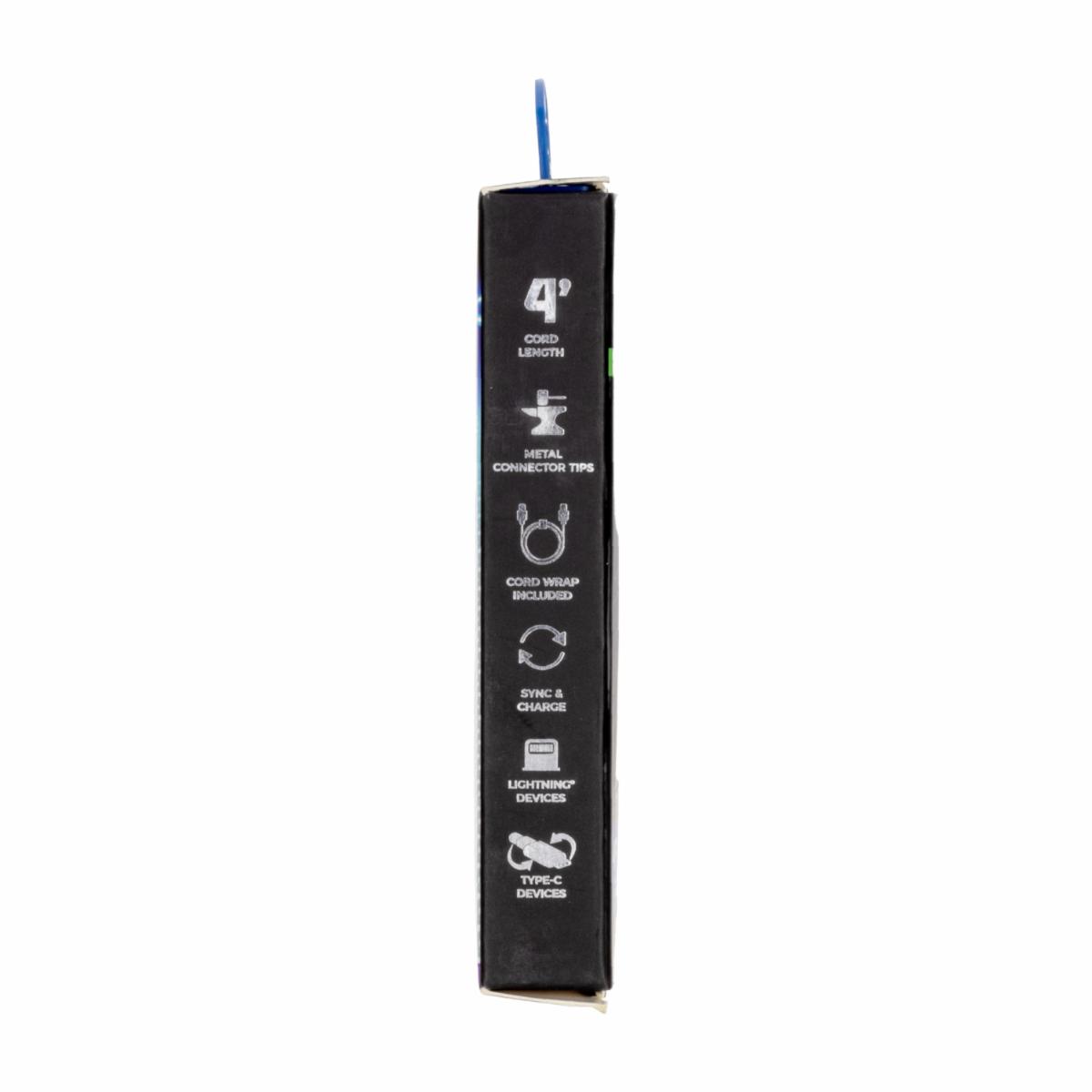 Cable Lightning Tipo C Puntas De Metal Negro ENERGIZER 122 Cm