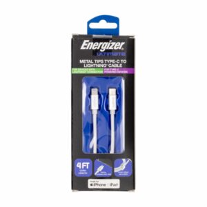 Cable Lightning Tipo C Puntas De Metal Blanco ENERGIZER 122 Cm