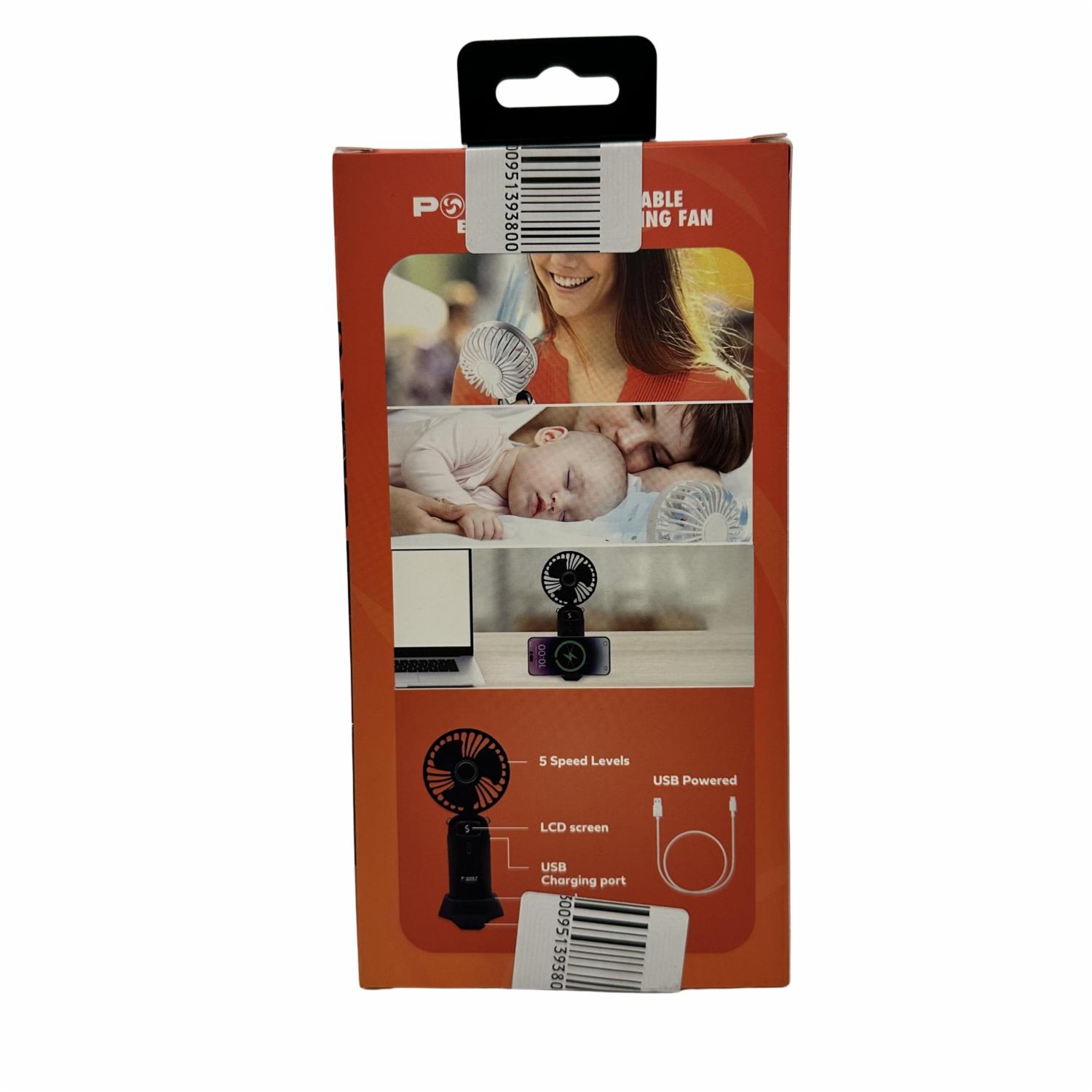 Mini Ventilador Portátil Recargable Correa PREMIER PBF02BK