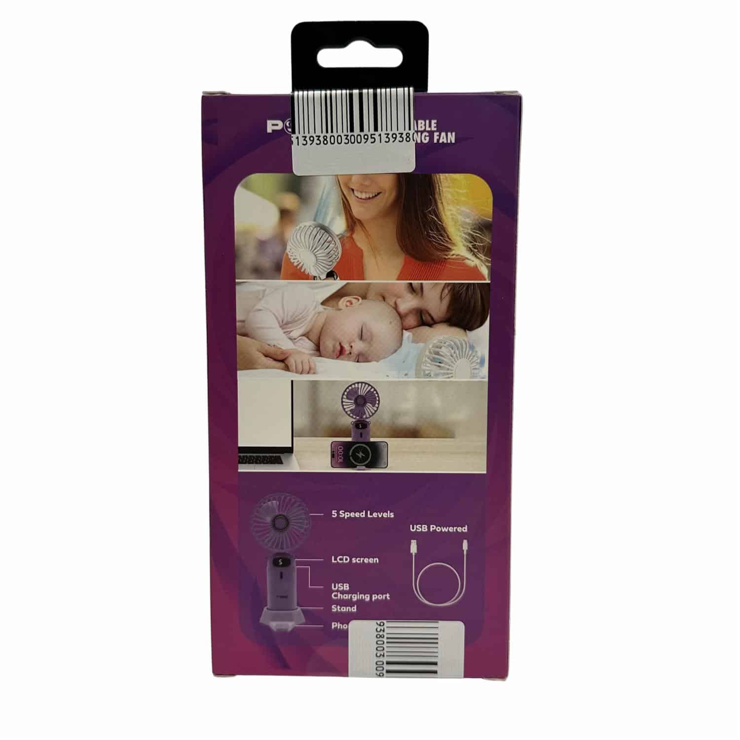 Mini Ventilador Portátil Recargable Correa PREMIER PBF02BL - Imagen 2