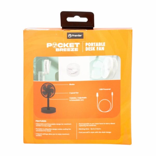 Ventilador Portátil Recargable Y Plegable PREMIER PBF04BK - Imagen 5