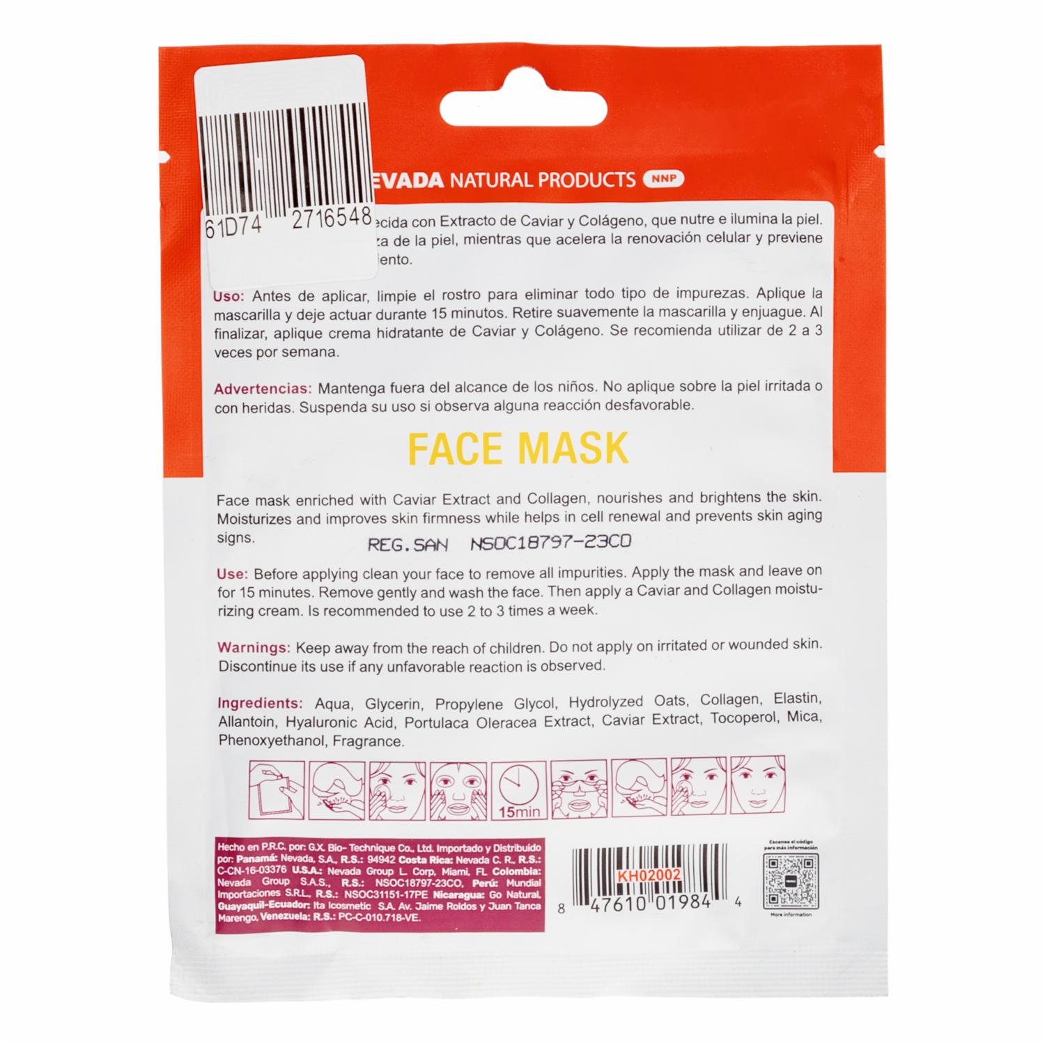 Mascarilla Facial Collage Caviar NEVADA 60 G