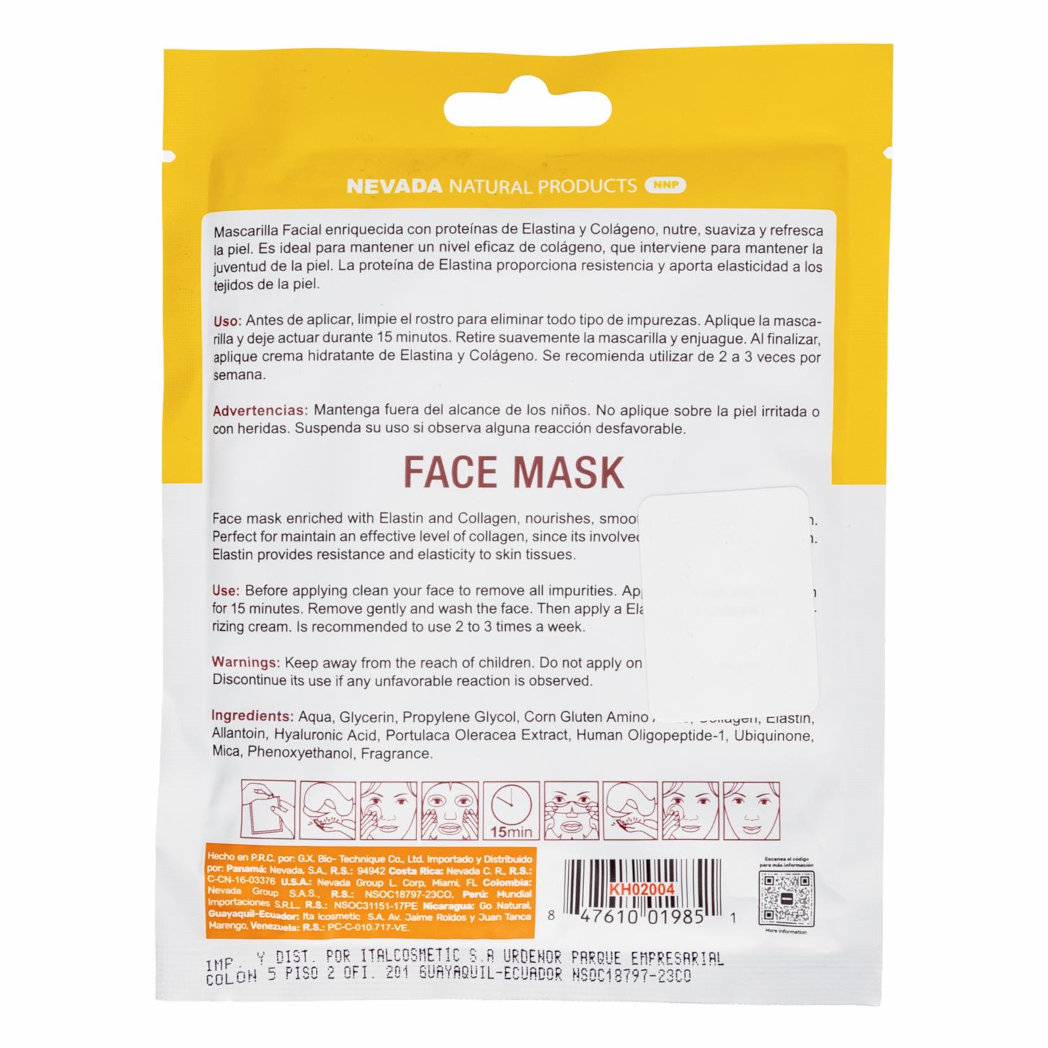 Mascarilla Facial Collage Elastina NEVADA 60 G